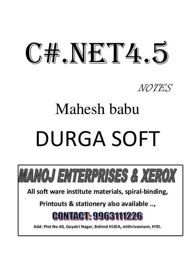 C Sharp .net Tutorial Pdf